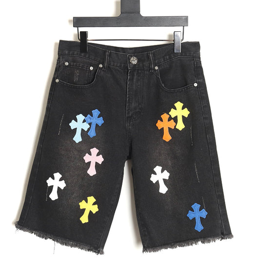 Chrome Hearts Cross Patch Denim Shorts